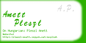 anett pleszl business card